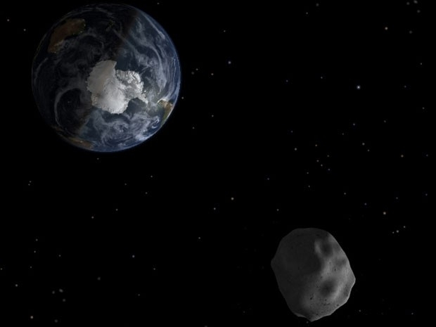 Ilustrao do asteroide 2012 DA14, que passa perto da Terra nesta sexta (15.02.2013)