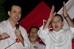 Candidato a prefeito de Cuiab, Ldio Cabral PT (a esquerda) e o governador Silval Barbosa (a direita).