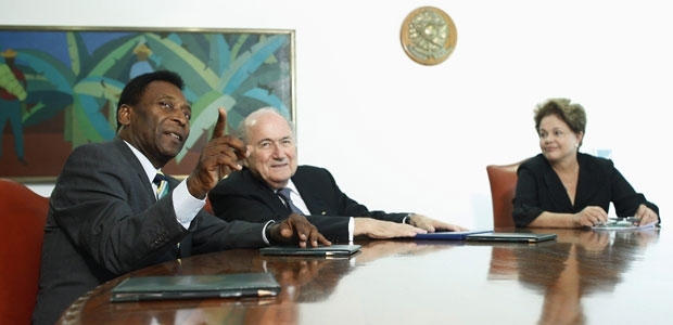 Pel, Joseph Blatter e Dilma em reunio no Palcio do Planalto