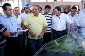 Governador Silval Barbosa durante visita ao frigorfico da Seara Alimentos em Rosrio Oeste