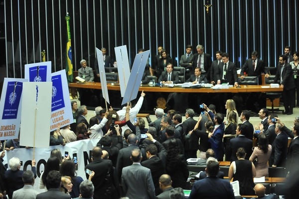 Plenrio da Cmara durante votao do projeto de reforma trabalhista