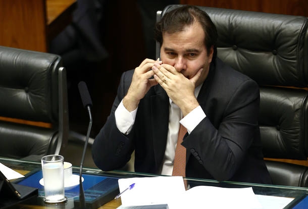 O presidente da Cmara, Rodrigo Maia, durante sesso deliberativa na Casa