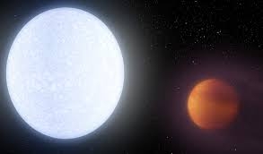 Concepo artsitca de exoplaneta em rbita com estrela quente