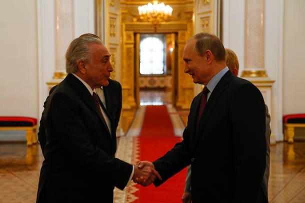Presidente Michel Temer durante encontro com o presidente Vladimir Putin