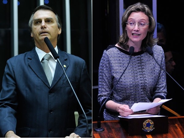 Jair Bolsonaro (PSC-RJ) (esq.) e Maria do Rosrio (PT-RS) (dir.)