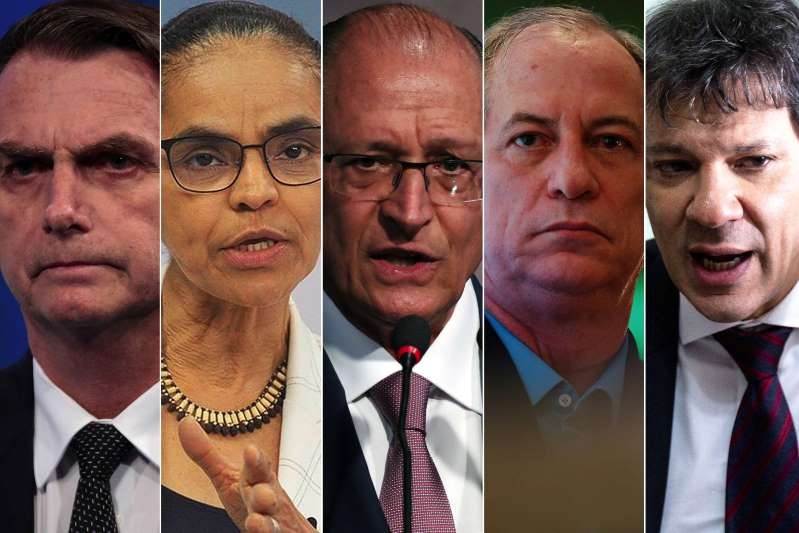  VEJA Jair Bolsonaro (PSL), Marina Silva (Rede), Geraldo Alckmin (PSDB), Ciro Gomes (PDT) e Fernando Haddad (PT)