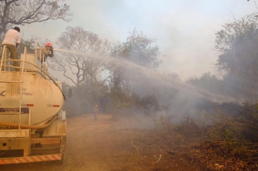 Combate aos incndios no Pantanal, em Pocon - Foto: Mayke Toscano