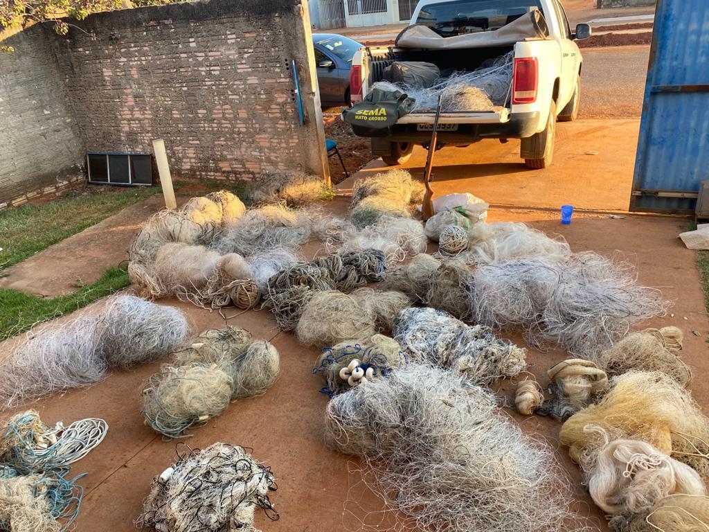 Fiscalizao de pesca apreende redes no norte de Mato Grosso - Foto: Sema/MT