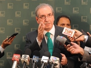 O presidente da Cmara, Eduardo Cunha, durante entrevista, em maio