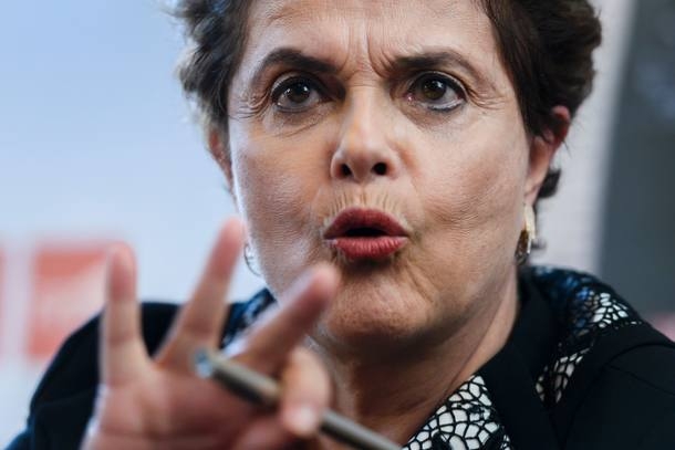 A presidente cassada Dilma Rousseff em evento em Genebra.